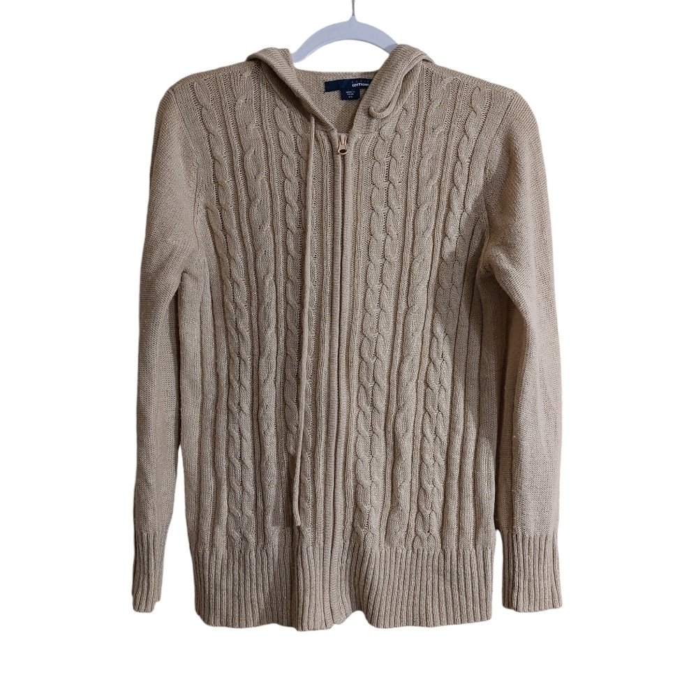 Basic Editions Long Sleeve Full  Zip Hooded Cardigan- size S